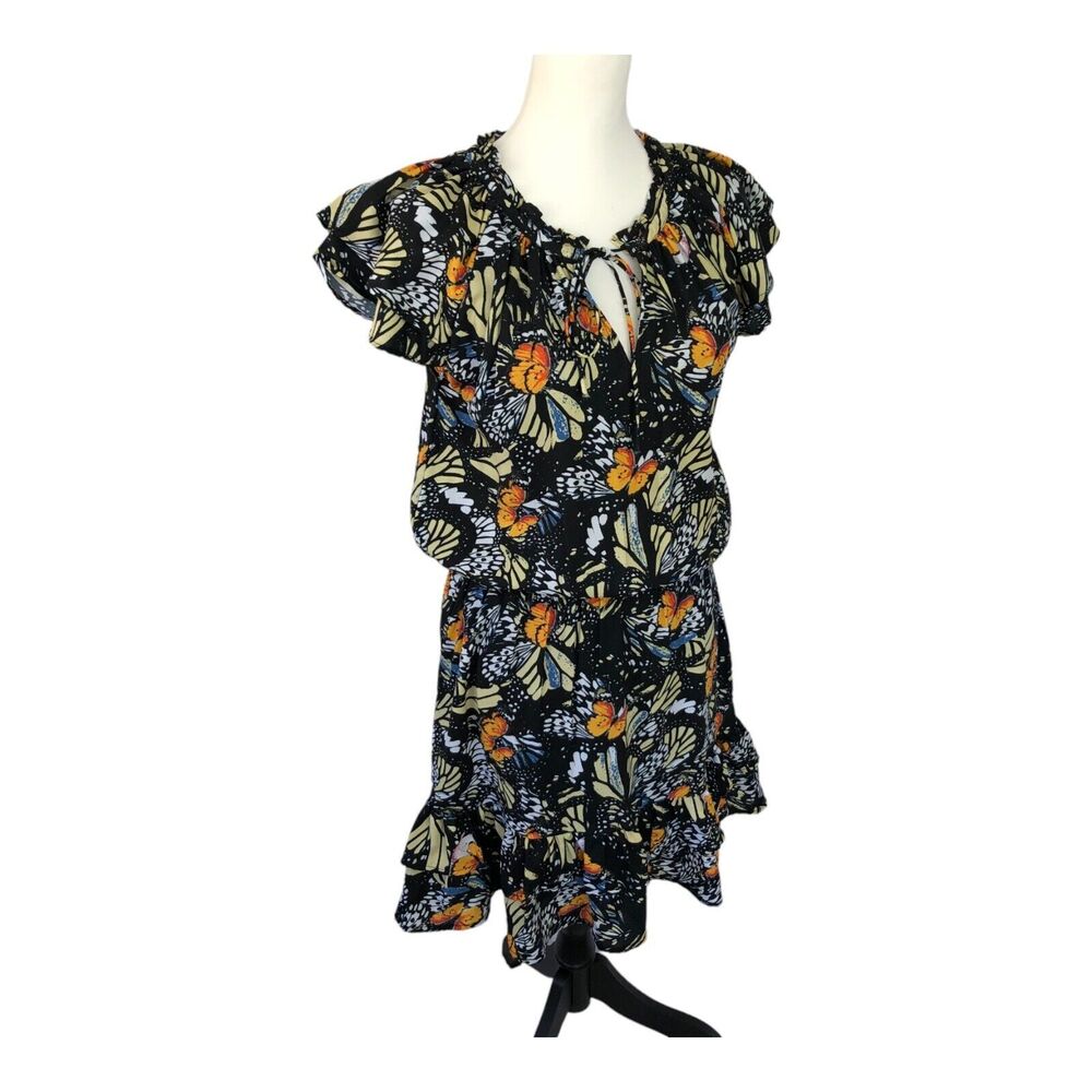 Area Stars Butterfly Multi Colored Tiered Ruffle Hem Knee‎ Length Dress Size M - Picture 2 of 14